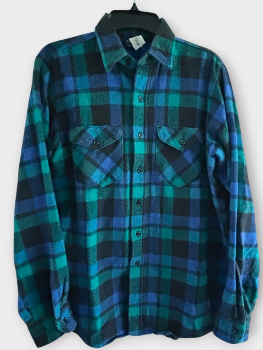 Vintage 80s Oshkosh B”Gosh Cotton Flannel Tartan  Plaid Button Down Shirt M/L